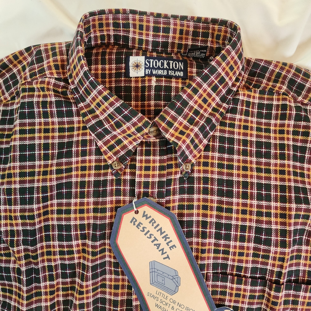 STOCKTON Black and Red Button Down Shirt Plaid Long Sleeve Size XL
